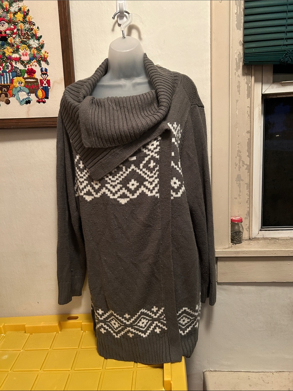 Lane Bryant Cowl Neck Army Green Nordic-Style Sweater 18/20W Can be worn open